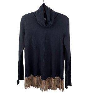 Kial Sweater Size XS Fringe Pullover Turtleneck Cotton Cashmere Women's XS